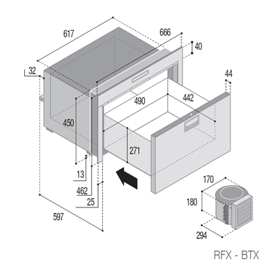 DW70 OCX2 RFX compartimiento individual frigorífico