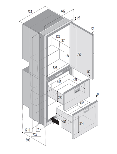 DRW360A compartiment supérieur du réfrigérateur et compartiment inférieur ALL IN ONE