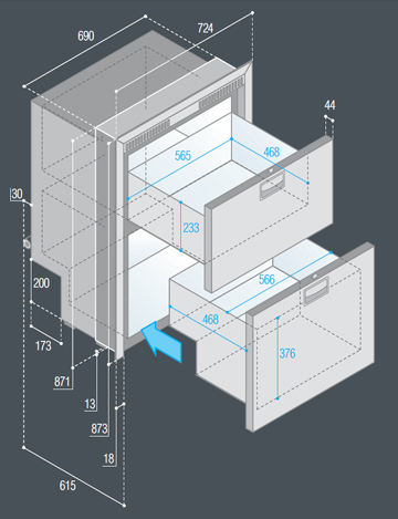 DW210 RFX double refrigerator/refrigerator compartment