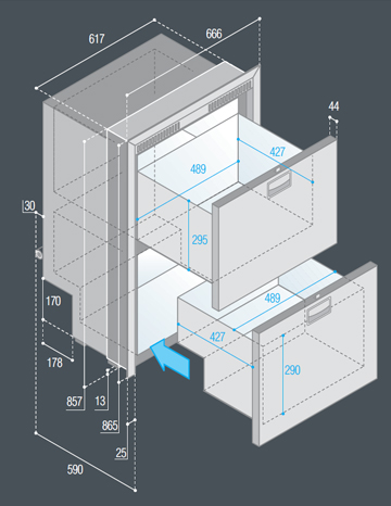 DW180 RFX double zone réfrigérateur / réfrigérateur
