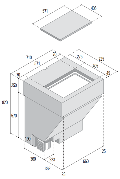 TL180RF top loading refrigerator (internal cooling unit)