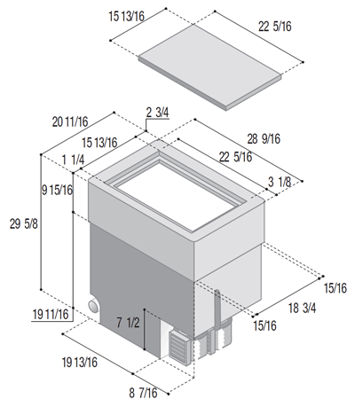 TL160RF top loading refrigerator  - TL160BT top loading freezer (internal cooling unit)